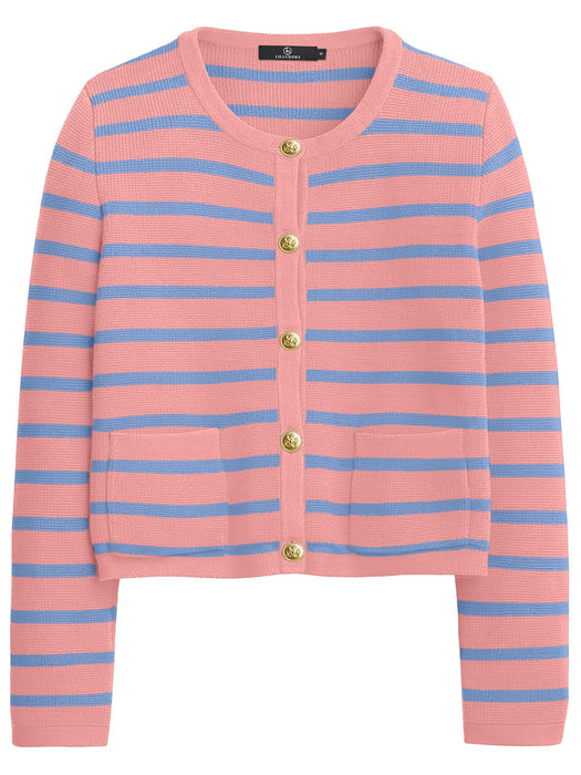 LILLUSORY Women Striped Cardigan Sweaters 2025 Fall Outfit Cloth Fashion Trendy Casual Long Sleeve Tops